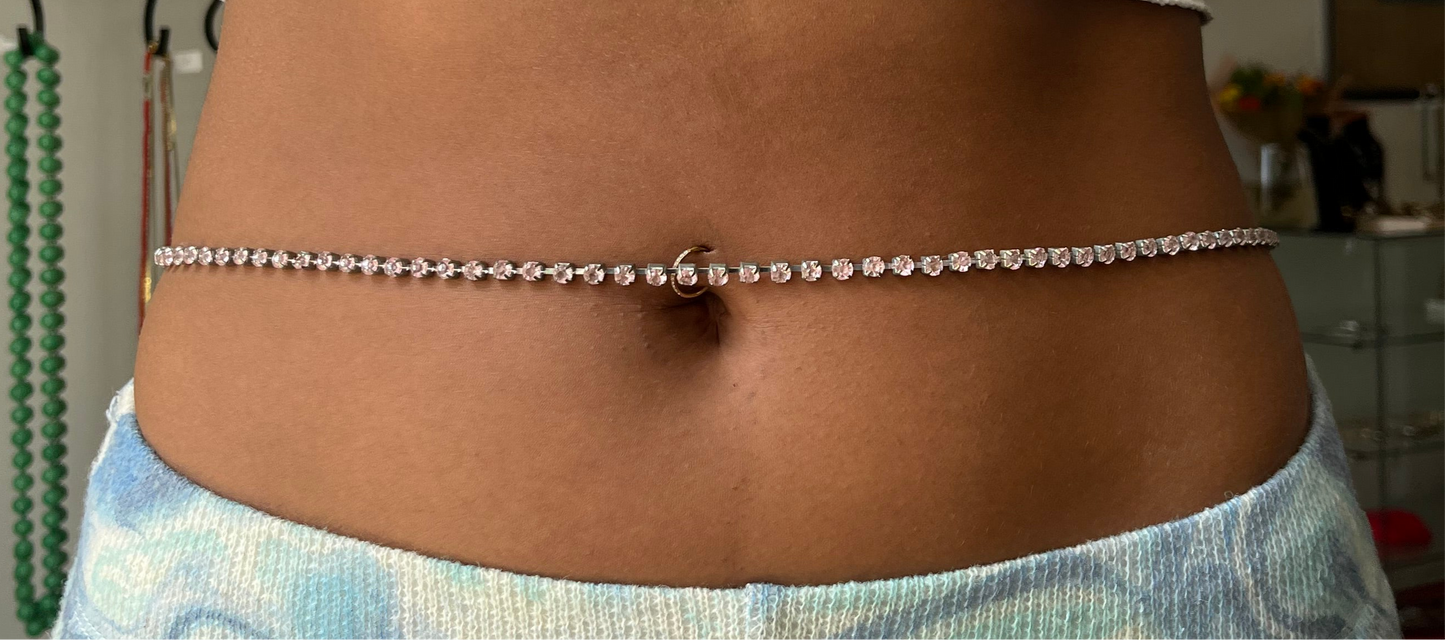Vintage Strass Bauchkette „Baby Rosa“