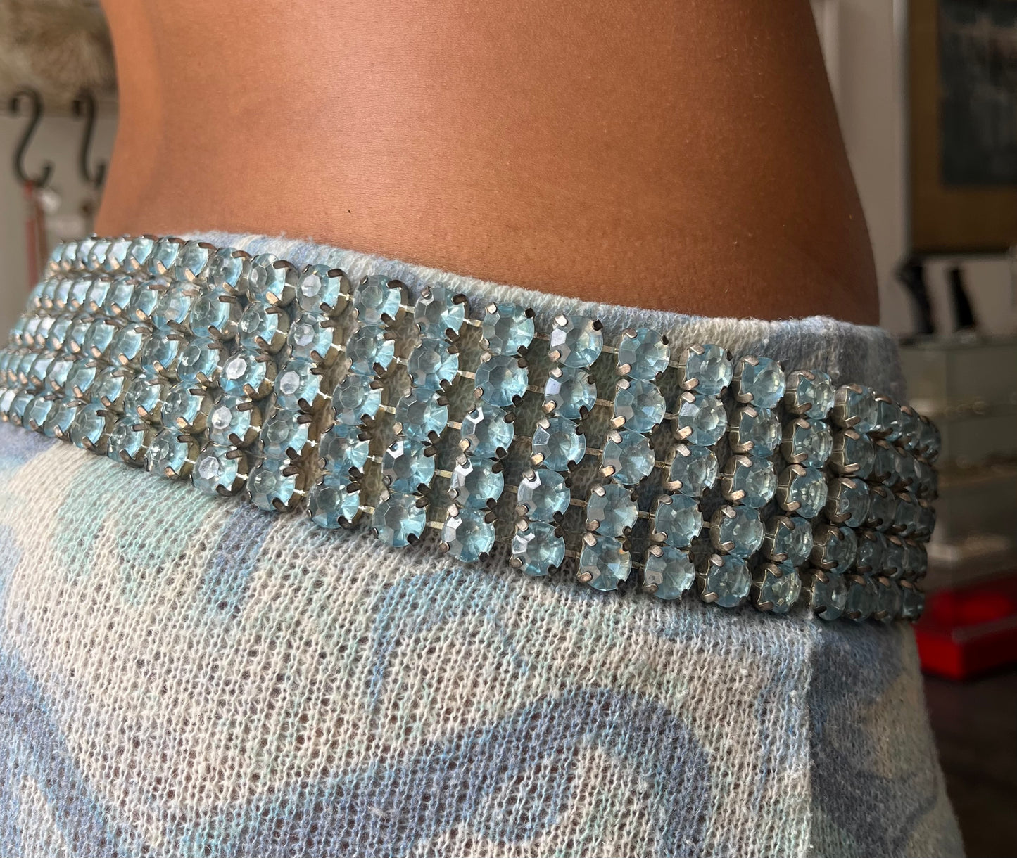 Vintage Strass Gürtel „Babyblue“