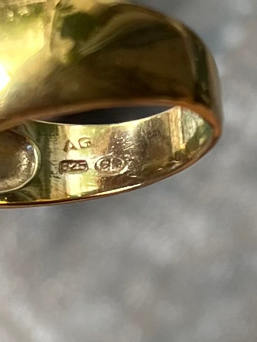 Vintage Ring 925 Silber, vergoldet mit Schmucksteinen