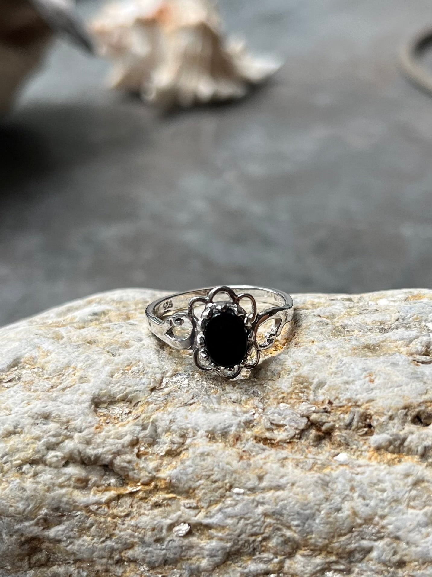 Vintage Ring mit verspielten Details 925 Silber