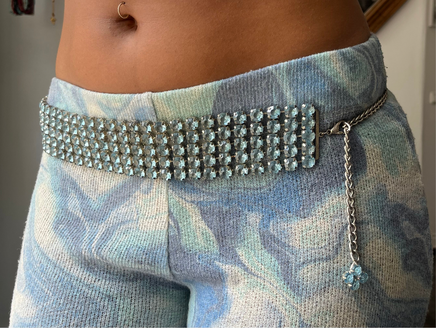 Vintage Strass Gürtel „Babyblue“