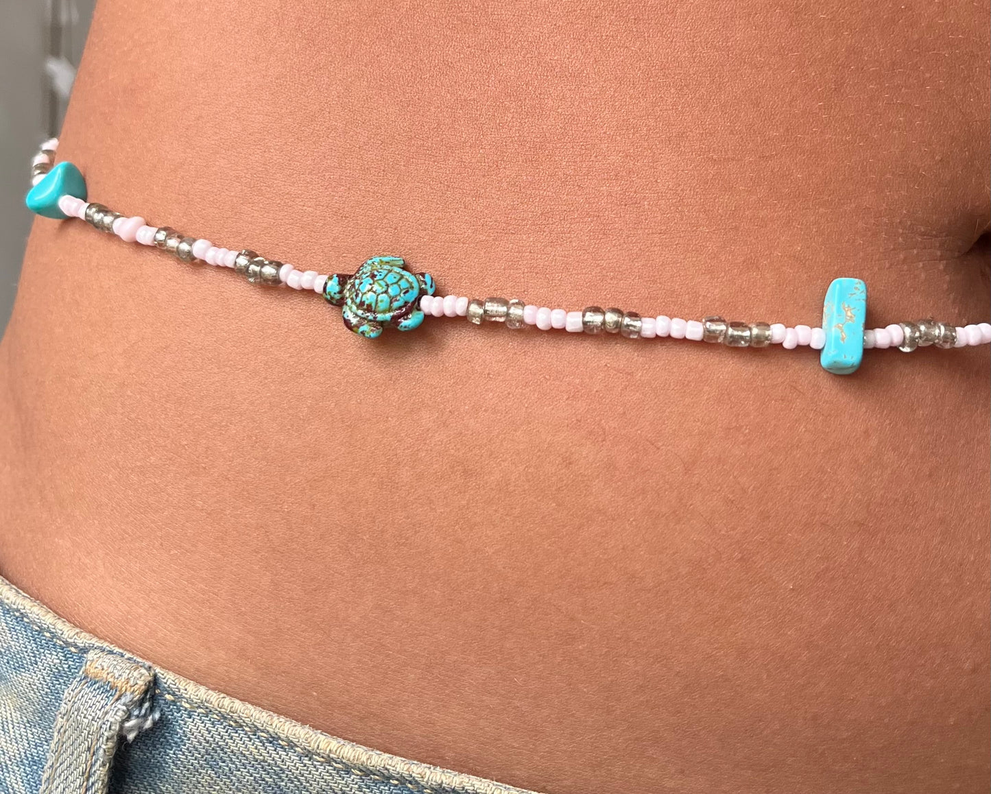 Handmade Bauchkette „Turquoise Tortoise“