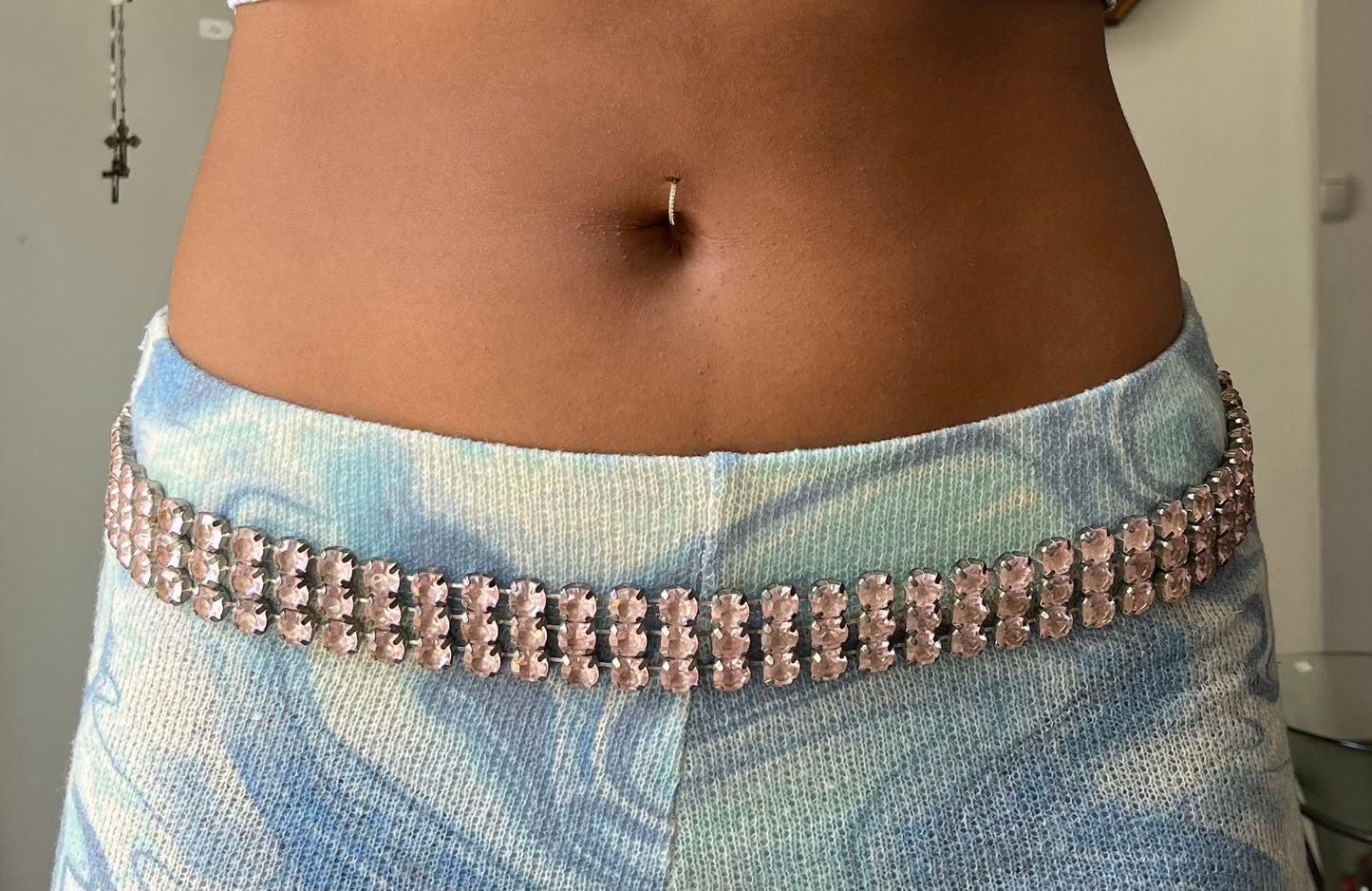 Vintage Strass Gürtel „Baby Rosa“