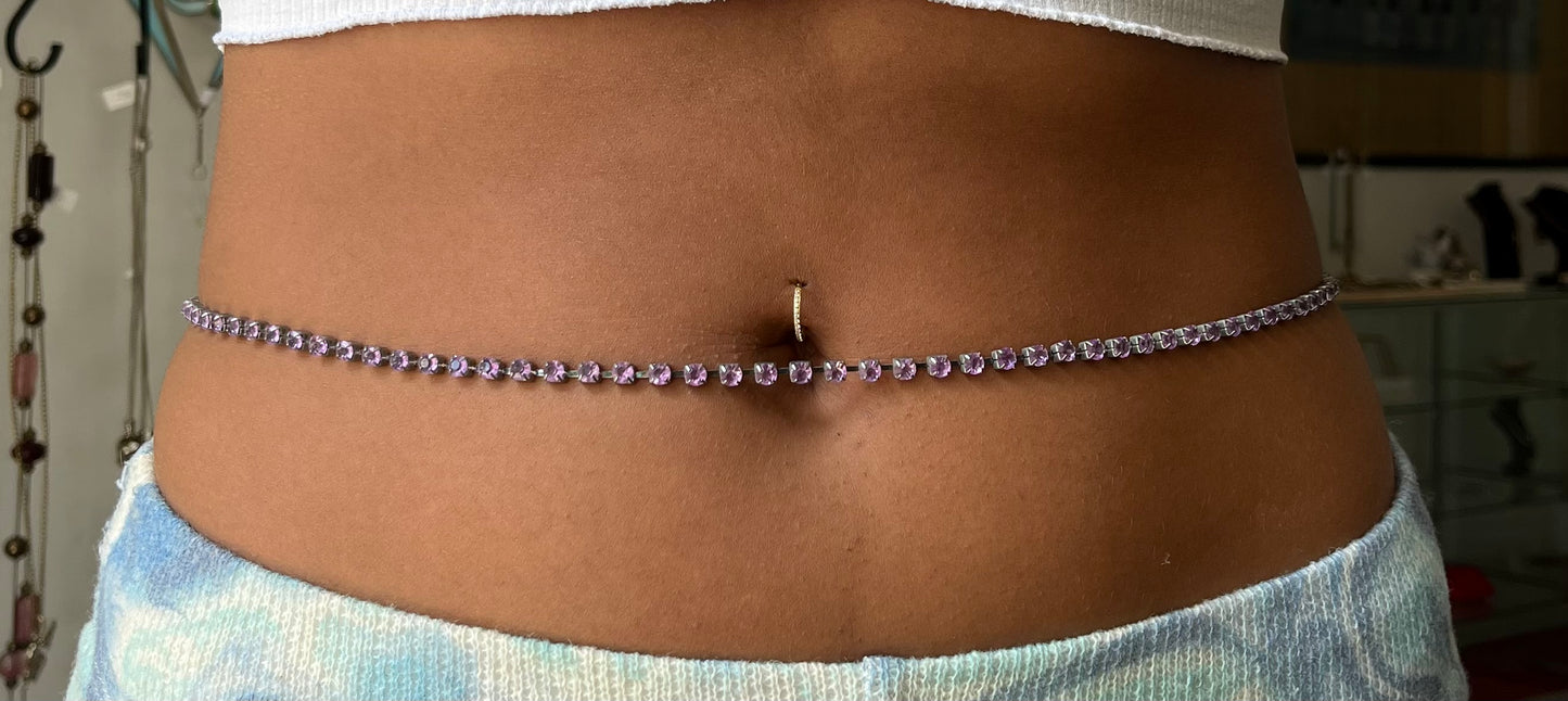 Vintage Strass Bauchkette „Purple“