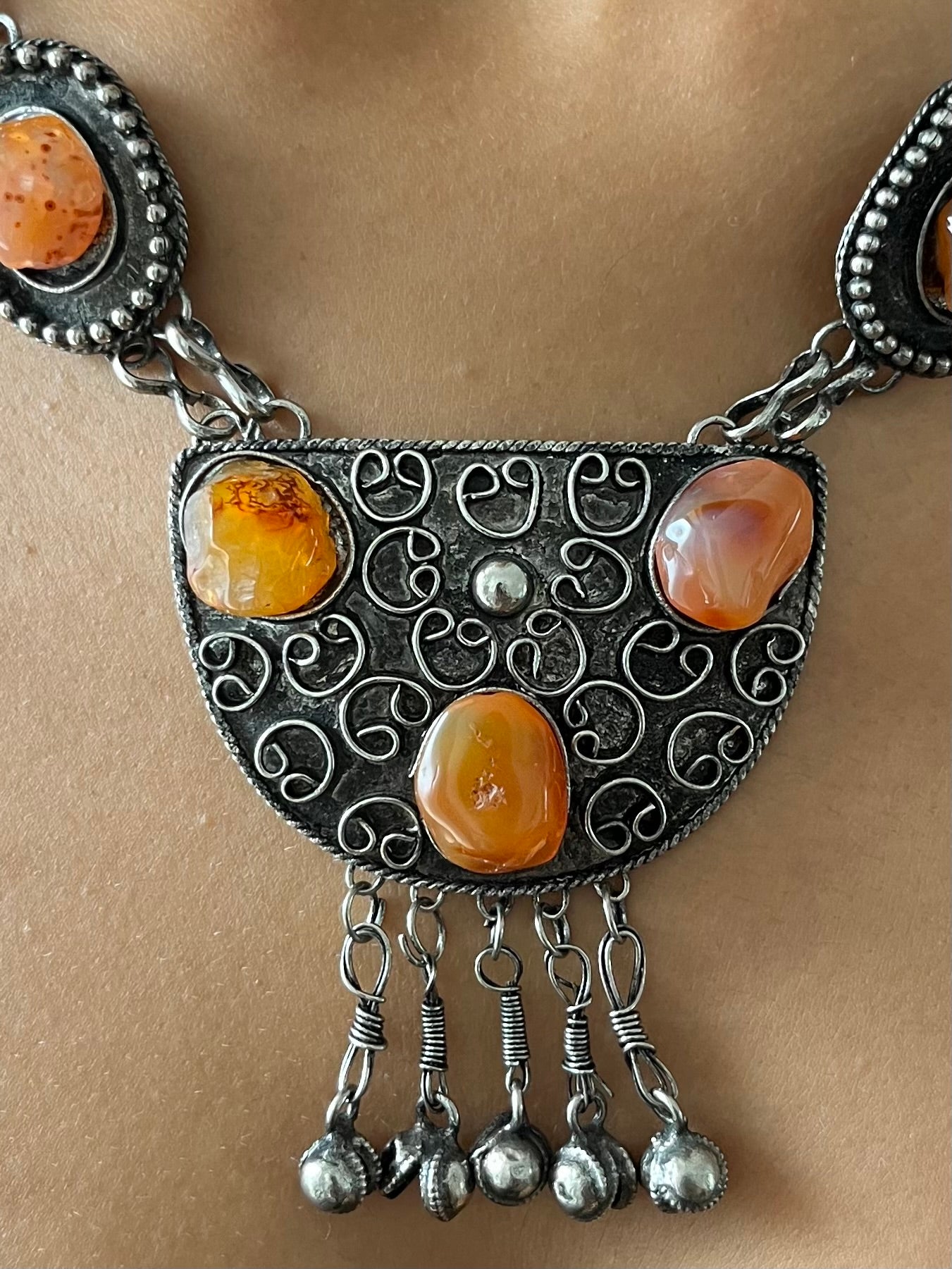 Vintage Boho Kette mit Edelsteinen