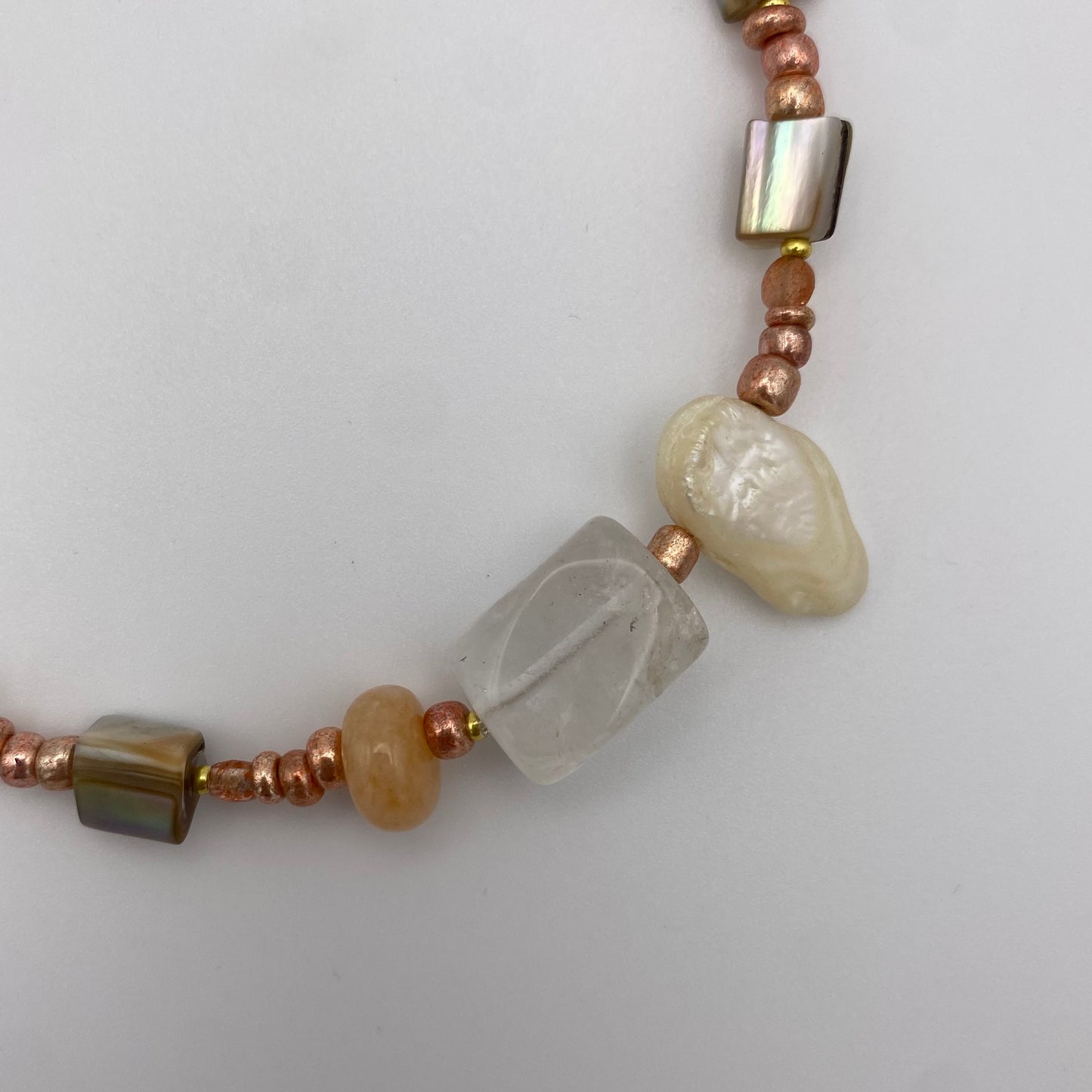 Fußkette mit Bergkristall und Perlen