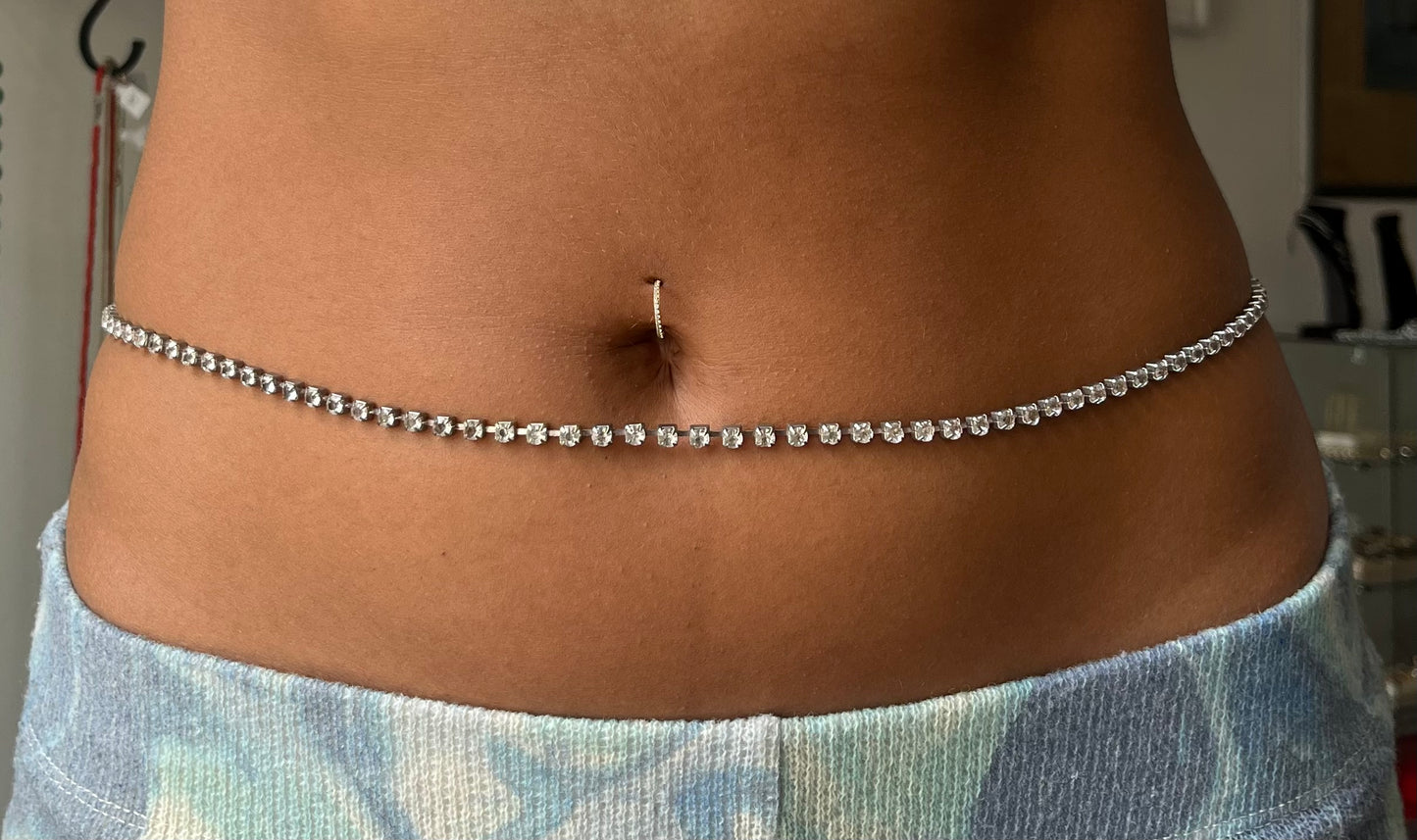 Vintage Strass Bauchkette „Clear“