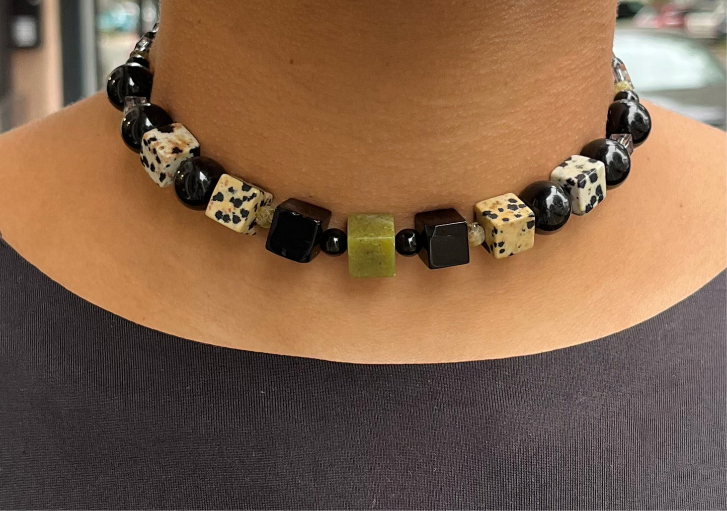 Handgemachte Würfel-Edelstein Kette