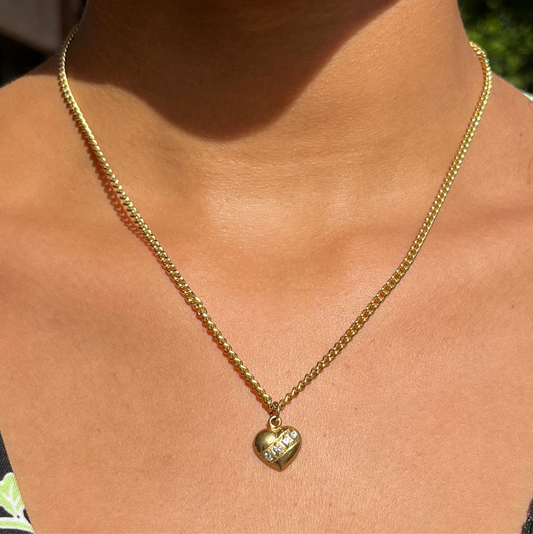 Vintage Kette mit Herzanhänger 925 Silber/ vergoldet