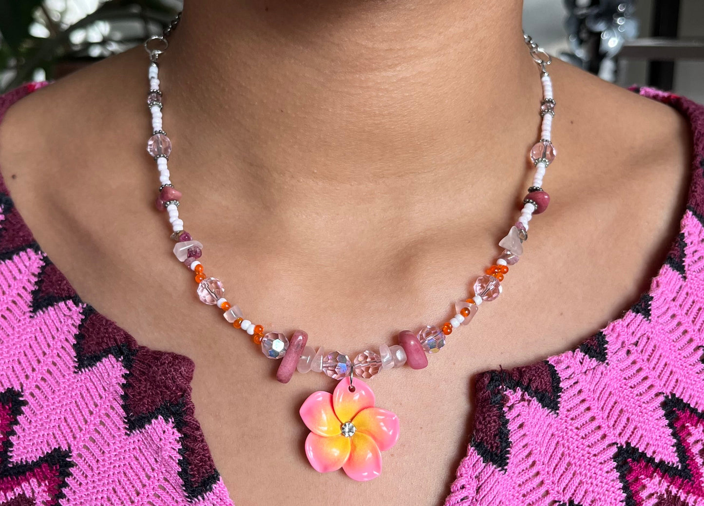 Handgemachte Halskette ,Pink Paradise‘