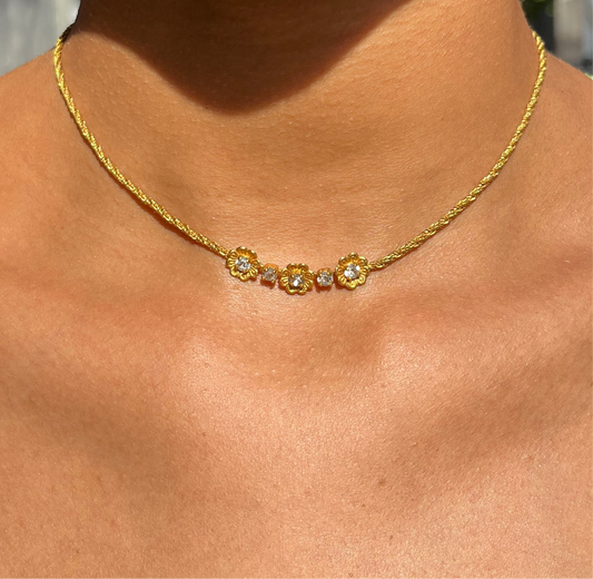 Vintage Kette mit kleinen Blumen