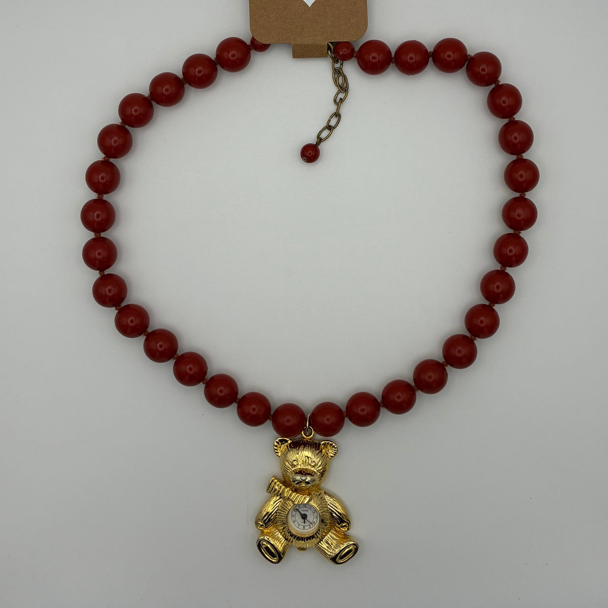 Upcycling Vintage Kette mit Teddy-Uhr