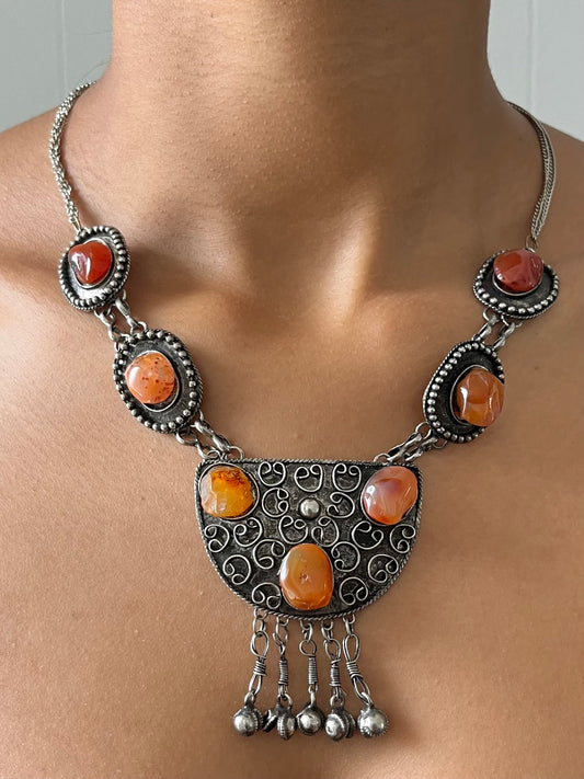 Vintage Boho Kette mit Edelsteinen