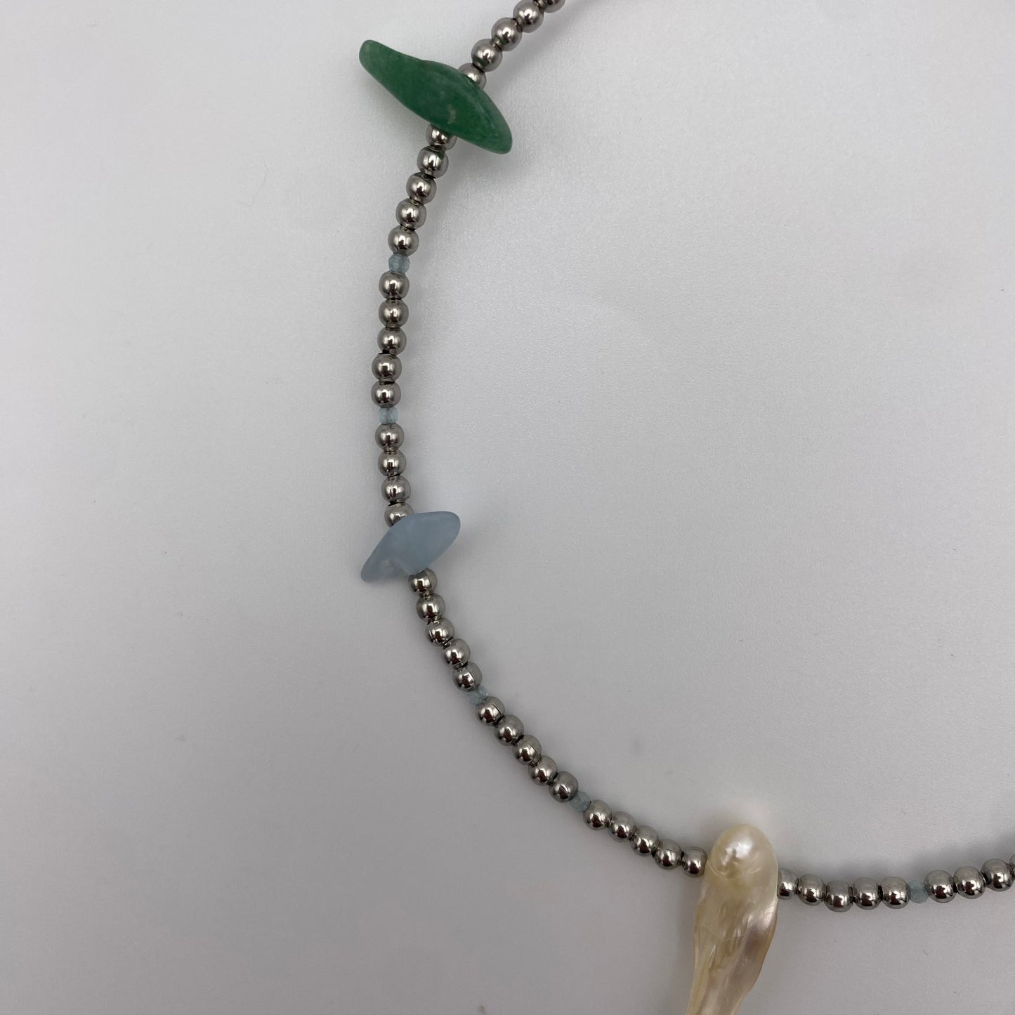 Fußkette mit Perle und Edelsteinen