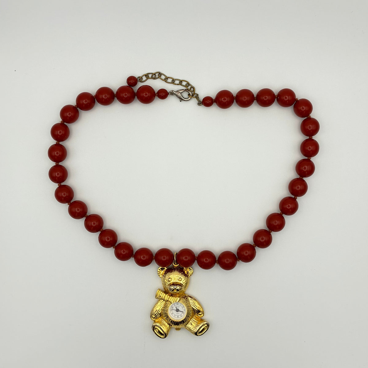 Upcycling Vintage Kette mit Teddy-Uhr