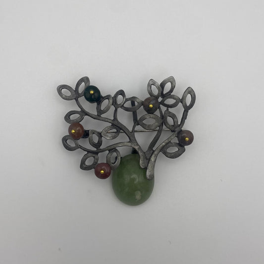 Vintage Brosche/Anhänger mit Edelsteinen