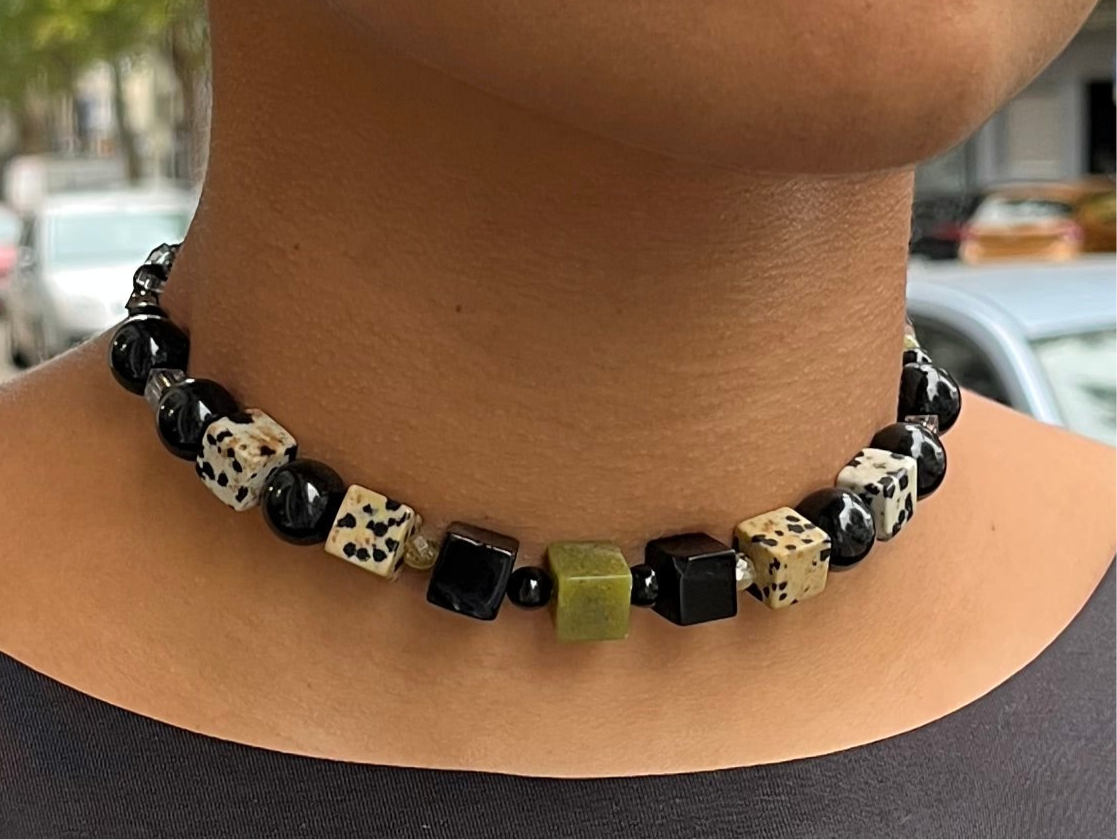 Handgemachte Würfel-Edelstein Kette