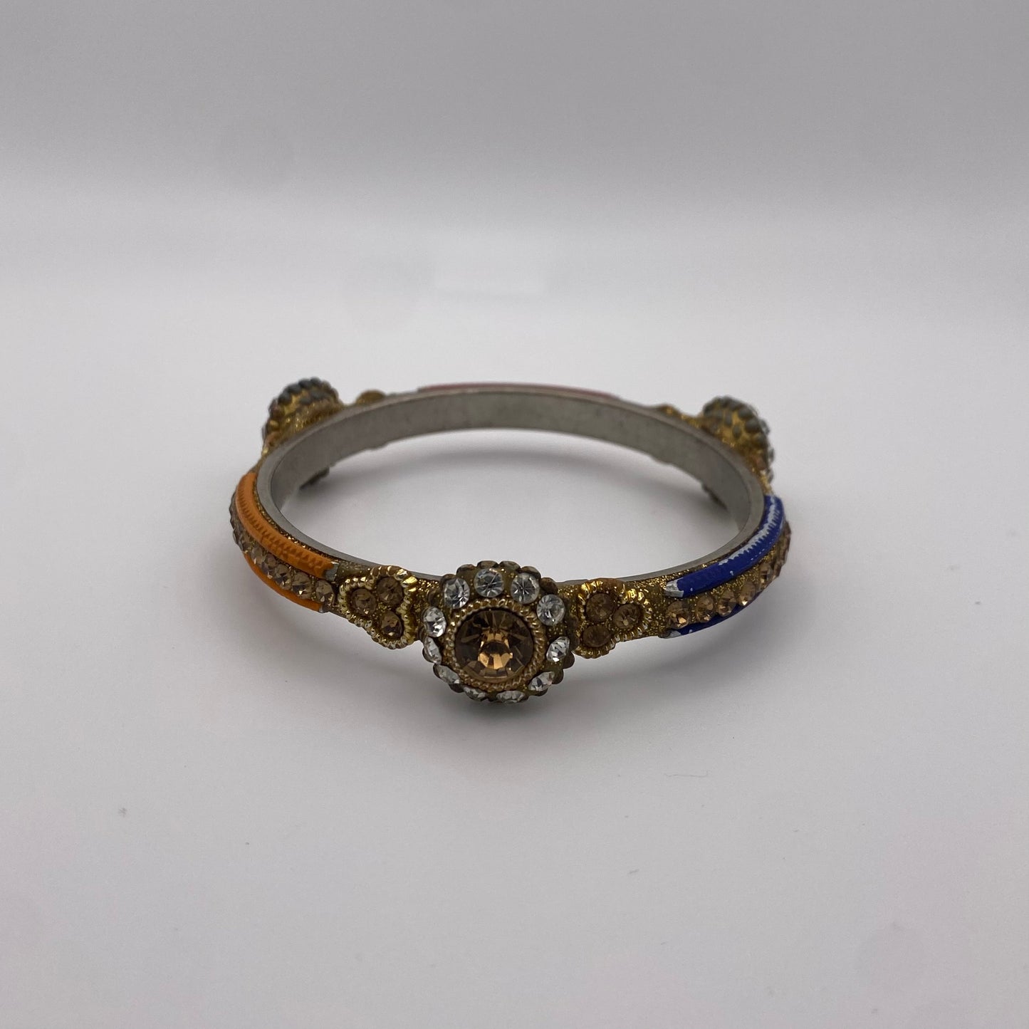 Bunter indischer Armreif/ Bangle mit Strasssteinen