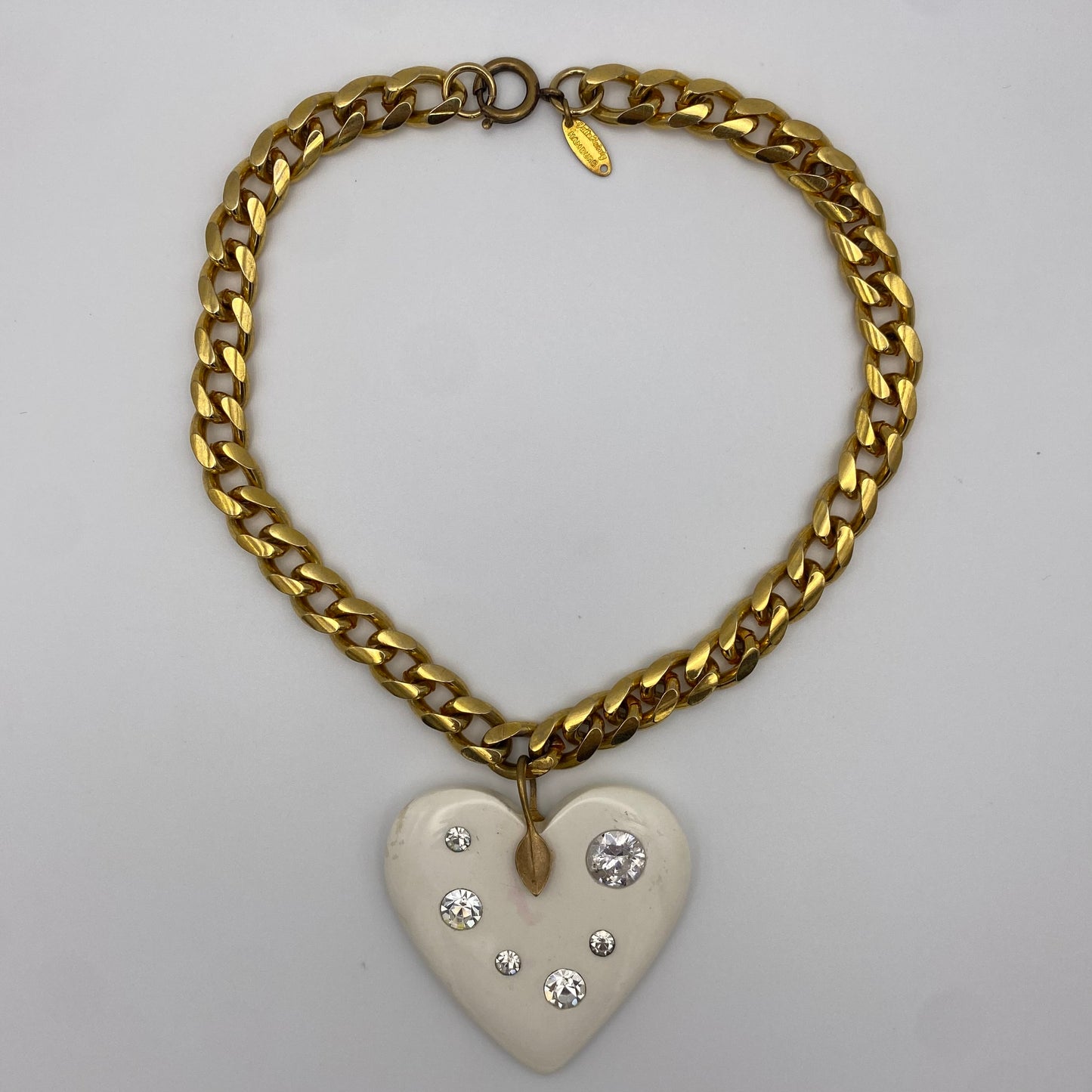 Extravagante Vintage Jutta Reissig Statement Kette mit großem Herz-Charm