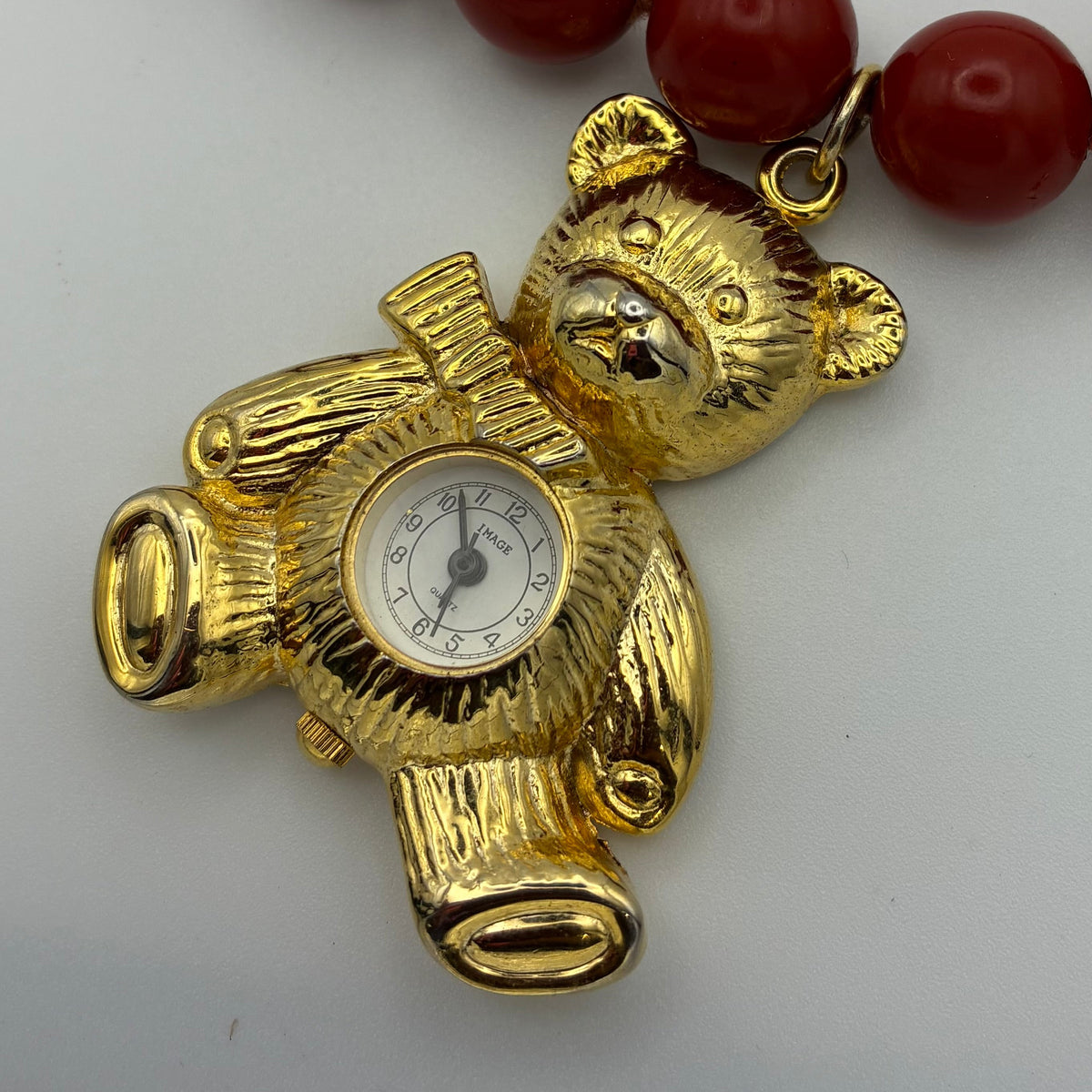 Upcycling Vintage Kette mit Teddy-Uhr