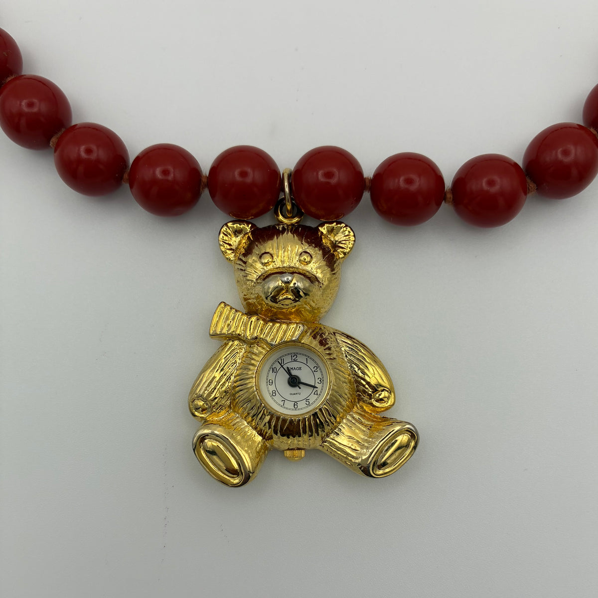 Upcycling Vintage Kette mit Teddy-Uhr